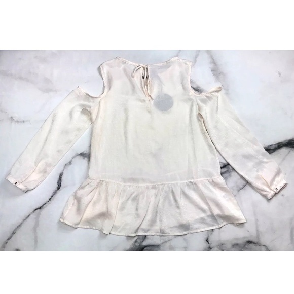 Peplum Blouse Shimmer Ivory Harlowe & graham - Picture 2 of 8